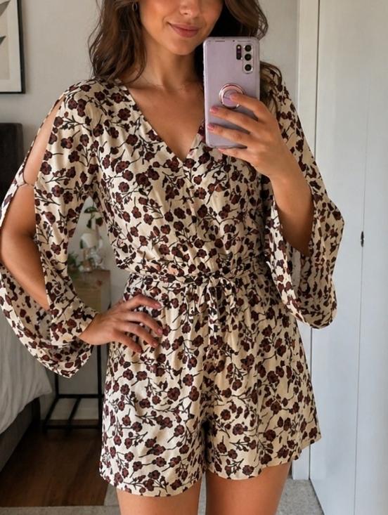Anthropologie Dresses & Skirts - Anthropologie Entro Floral Medium Summer  Romper Vacation Cruise